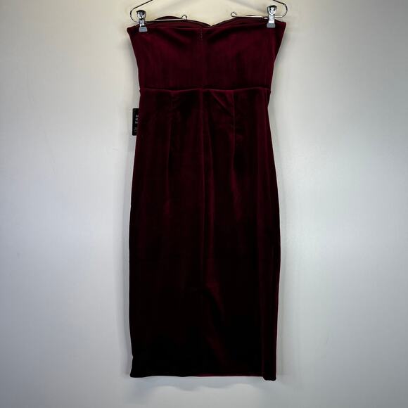 Express Velvet Strapless Midi Sheath dress ruby - S - Picture 9 of 13